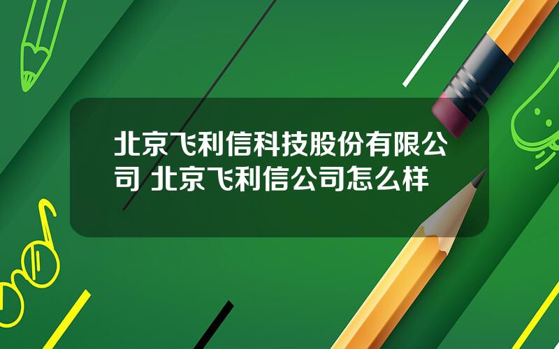 北京飞利信科技股份有限公司 北京飞利信公司怎么样